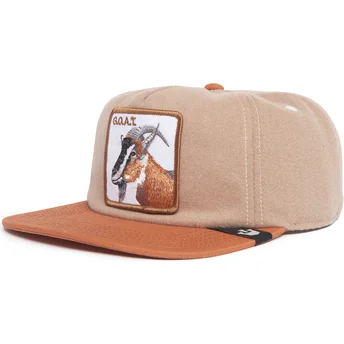Berretto piatto marrone snapback capra G.O.A.T. Alpine Base The Farm Flats di Goorin Bros.