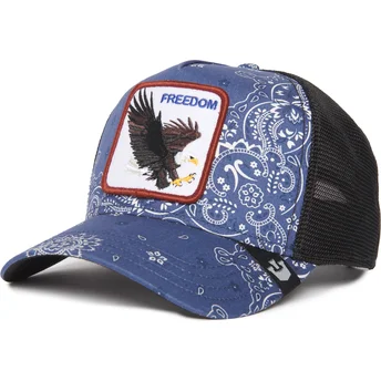 Cappellino trucker blu marino aquila Freedom A the W in a D The Farm Paisley di Goorin Bros.