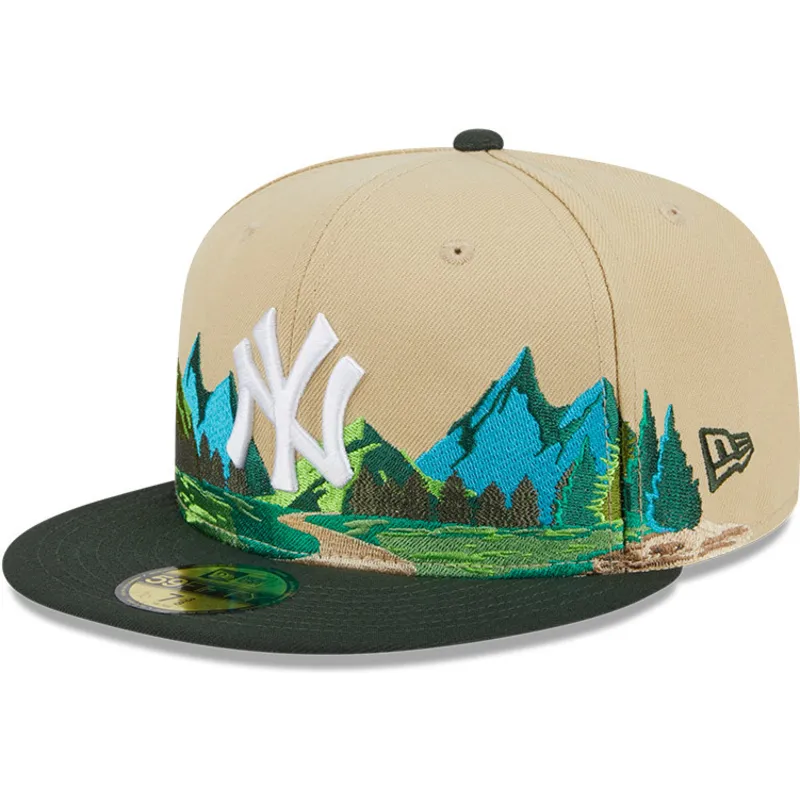 cappello-a-visiera-piatta-marrone-e-verde-chiuso-59fifty-team-landscape-dei-new-york-yankees-mlb-di-new-era