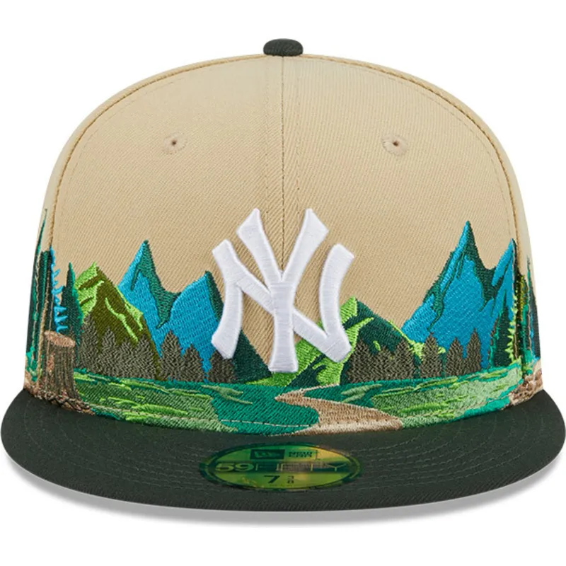 cappelli-piatta-marrone-regolato-59fifty-team-landscape-dei-new-york-yankees-mlb-di-new-era