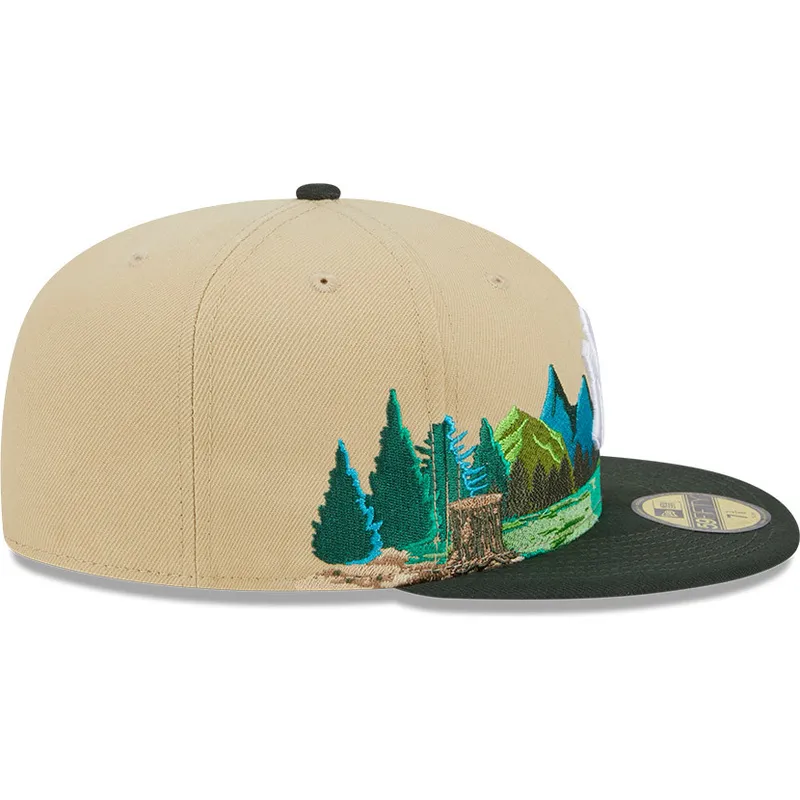 cappelli-piatta-marrone-regolato-59fifty-team-landscape-dei-new-york-yankees-mlb-di-new-era