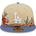 cappello-piatto-marrone-e-blu-chiuso-59fifty-team-landscape-dei-los-angeles-dodgers-mlb-di-new-era