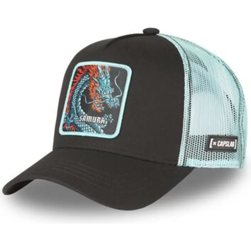 gorra-trucker-nera-e-blu-drago-samurai-dra2-beasts-di-capslab