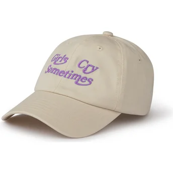 Cappellino curvo beige regolabile Girls Cry Sometimes di Pica Pica
