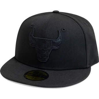 Cappellino nero a visiera piatta regolabile con logo nero 59FIFTY Essential dei Chicago Bulls NBA di New Era