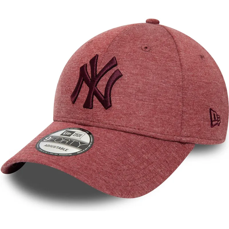 cappelli-curva-rosso-cinghia-regolabile-granate-granate-9forty-jersey-essential-dei-new-york-yankees-mlb-di-new-era