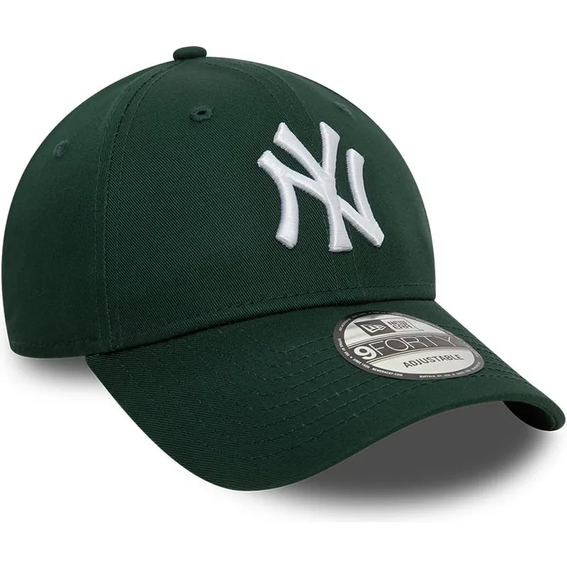 cappellino-con-visiera-curva-verde-scuro-regolabile-9forty-league-essential-di-new-york-yankees-mlb-di-new-era