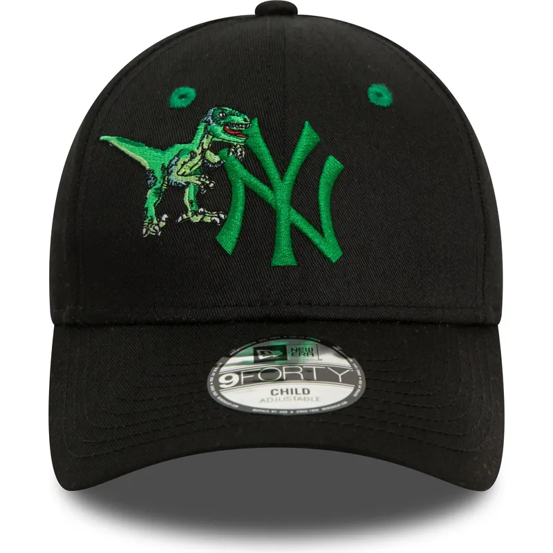 cappelli-curva-nero-cinghia-regolabile-per-bambino-9forty-graphic-dinosaurio-dei-new-york-yankees-mlb-di-new-era