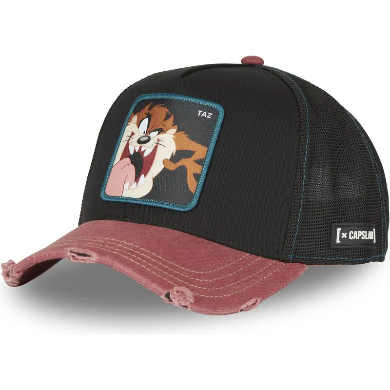 cappellino-trucker-nero-e-rosso-diavolo-della-tasmania-taz4-ct-looney-tunes-di-capslab
