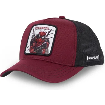 cappellino-trucker-bordeaux-e-nero-deadpool-bad1-marvel-comics-di-capslab