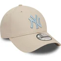 cappellino-beige-con-visiera-curva-regolabile-con-logo-azzurro-9forty-league-essential-dei-new-york-yankees-mlb-di-new-era