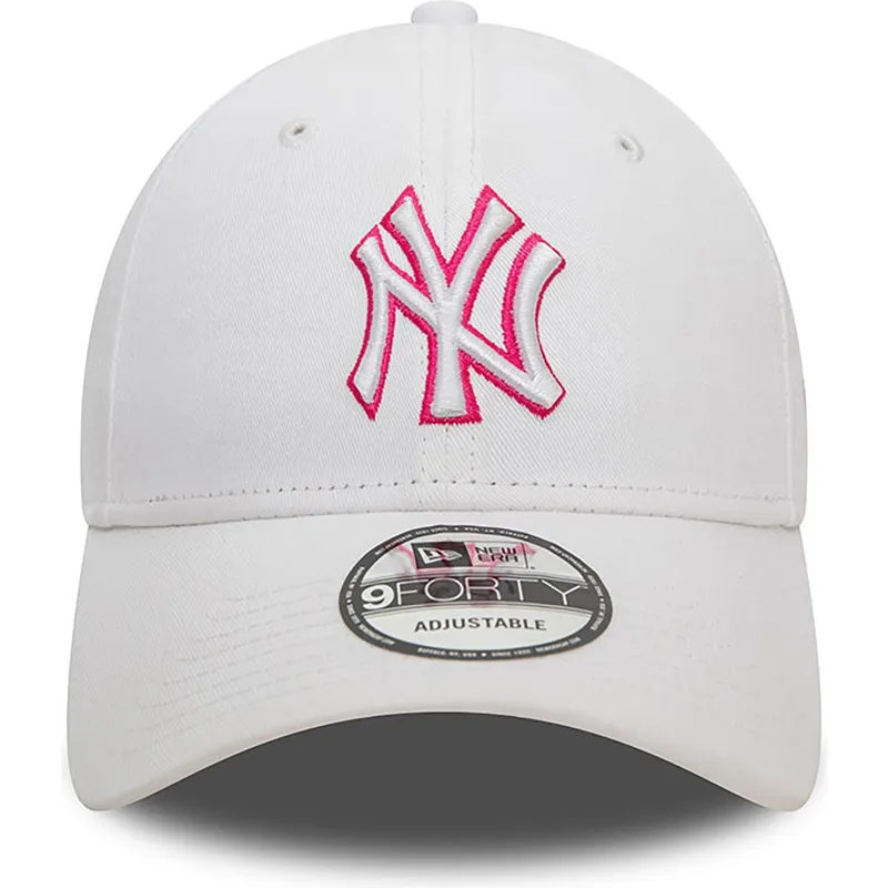 cappellino-curvo-bianco-regolabile-con-logo-rosa-9forty-team-outline-dei-new-york-yankees-mlb-di-new-era