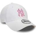 cappelli-curva-bianco-cinghia-regolabile-rosa-9forty-team-outline-dei-new-york-yankees-mlb-di-new-era