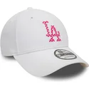 cappellino-bianco-curvo-regolabile-con-logo-rosa-9forty-seasonal-infill-dei-los-angeles-dodgers-mlb-di-new-era