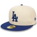 cappello-piatto-beige-e-blu-chiuso-59fifty-team-colour-dei-los-angeles-dodgers-mlb-di-new-era