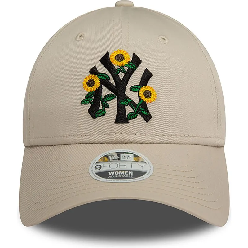 cappellino-beige-con-visiera-curva-regolabile-da-donna-9forty-floral-dei-new-york-yankees-mlb-di-new-era