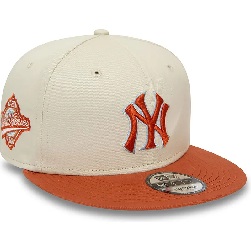cappelli-piatta-beige-snapback-marron-9fifty-patch-dei-new-york-yankees-mlb-di-new-era