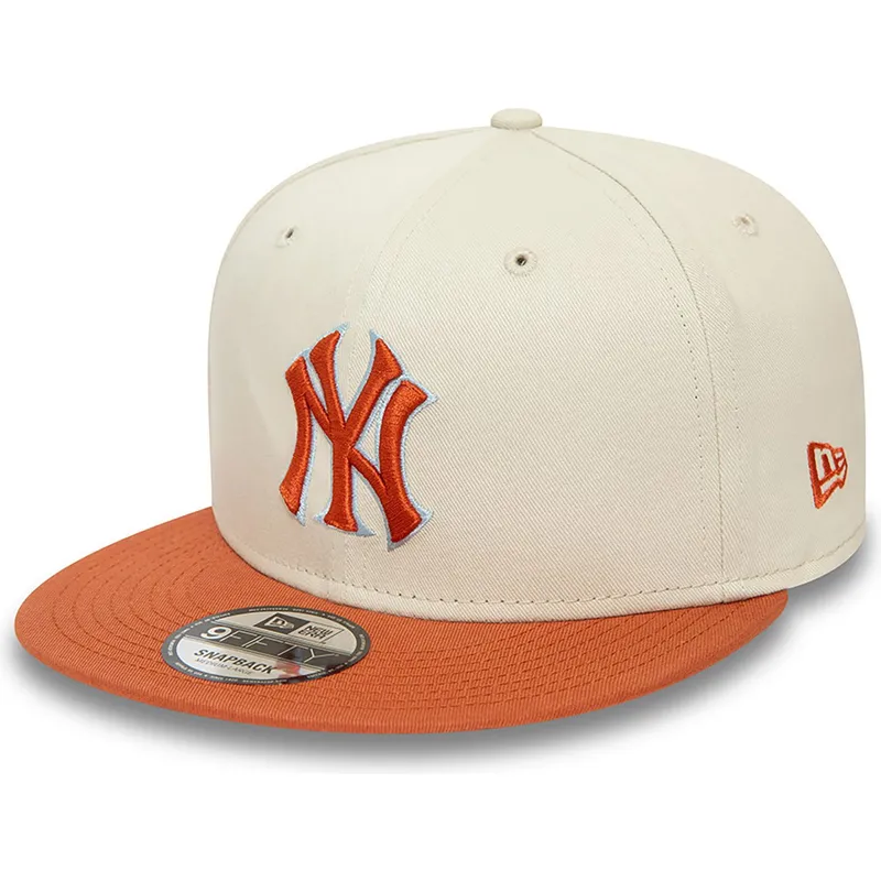 cappelli-piatta-beige-snapback-marron-9fifty-patch-dei-new-york-yankees-mlb-di-new-era