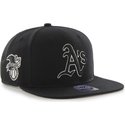 cappellino-visiera-piatta-nero-snapback-con-logo-nero-e-bianco-di-oakland-athletics-mlb-sure-shot-di-47-brand