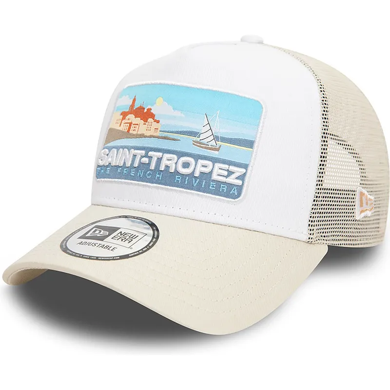 cappelli-curva-beige-snapback-a-frame-summer-dei-saint-tropez-ciudades-y-playas-di-new-era