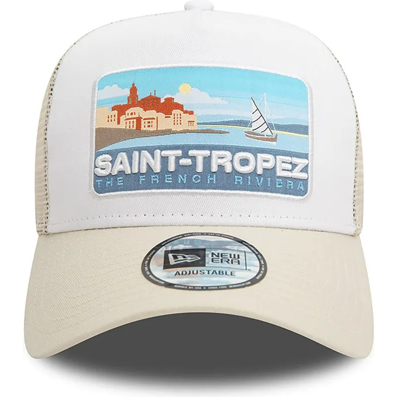 cappelli-curva-beige-snapback-a-frame-summer-dei-saint-tropez-ciudades-y-playas-di-new-era