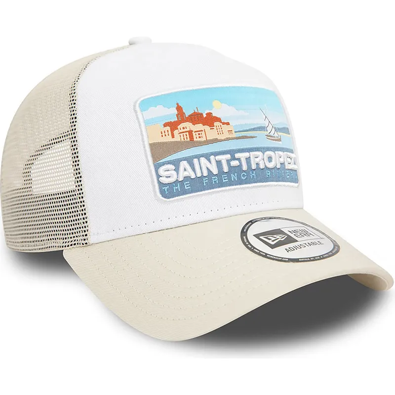cappelli-curva-beige-snapback-a-frame-summer-dei-saint-tropez-ciudades-y-playas-di-new-era