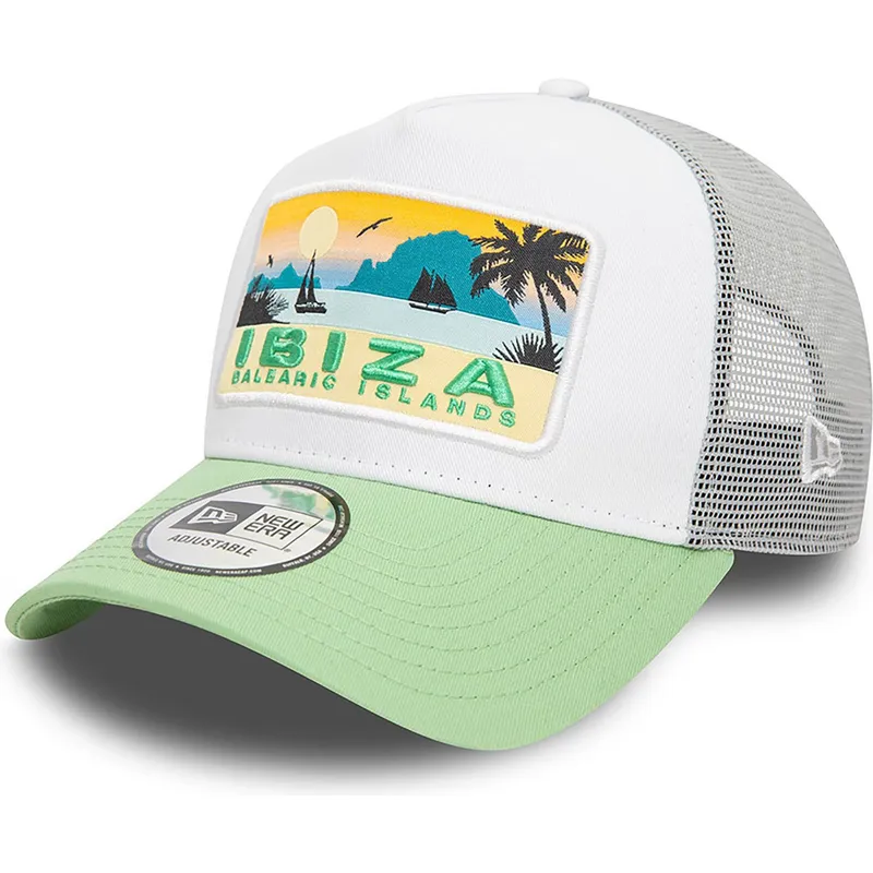 cappellino-trucker-bianco-e-verde-a-frame-summer-di-ibiza-citta-e-spiagge-di-new-era