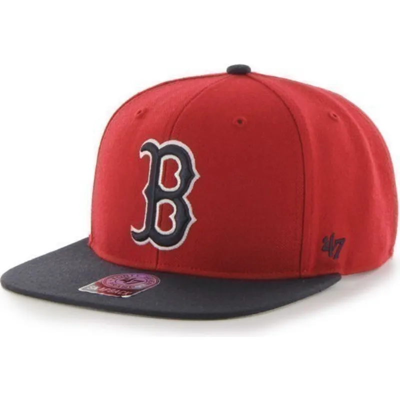 Cappello piatto rosso snapback Boston Red Sox MLB Sure Shot di 47