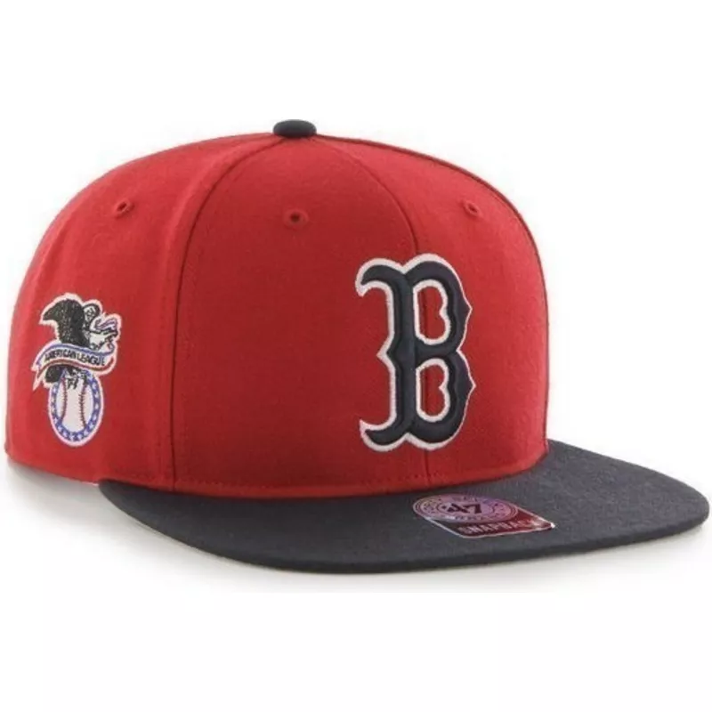 cappellino-visiera-piatta-rosso-snapback-di-boston-red-sox-mlb-sure-shot-di-47-brand