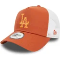 cappellino-trucker-marrone-e-bianco-a-frame-seasonal-infill-dei-los-angeles-dodgers-mlb-di-new-era