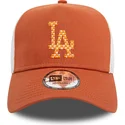 cappellino-trucker-marrone-e-bianco-a-frame-seasonal-infill-dei-los-angeles-dodgers-mlb-di-new-era