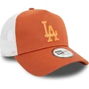 cappellino-trucker-marrone-e-bianco-a-frame-seasonal-infill-dei-los-angeles-dodgers-mlb-di-new-era