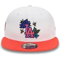 cappello-piatto-bianco-e-rosso-snapback-9fifty-floral-di-los-angeles-dodgers-mlb-di-new-era