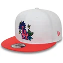 cappello-piatto-bianco-e-rosso-snapback-9fifty-floral-di-los-angeles-dodgers-mlb-di-new-era