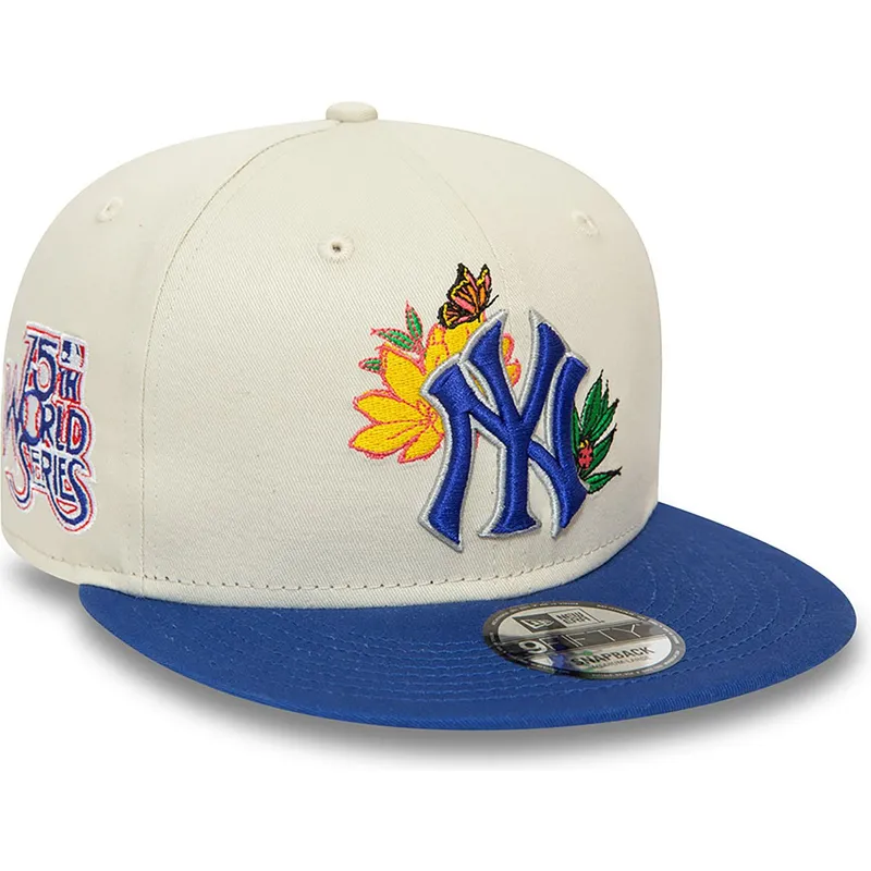 cappello-piatto-bianco-e-blu-snapback-9fifty-floral-di-new-york-yankees-mlb-di-new-era