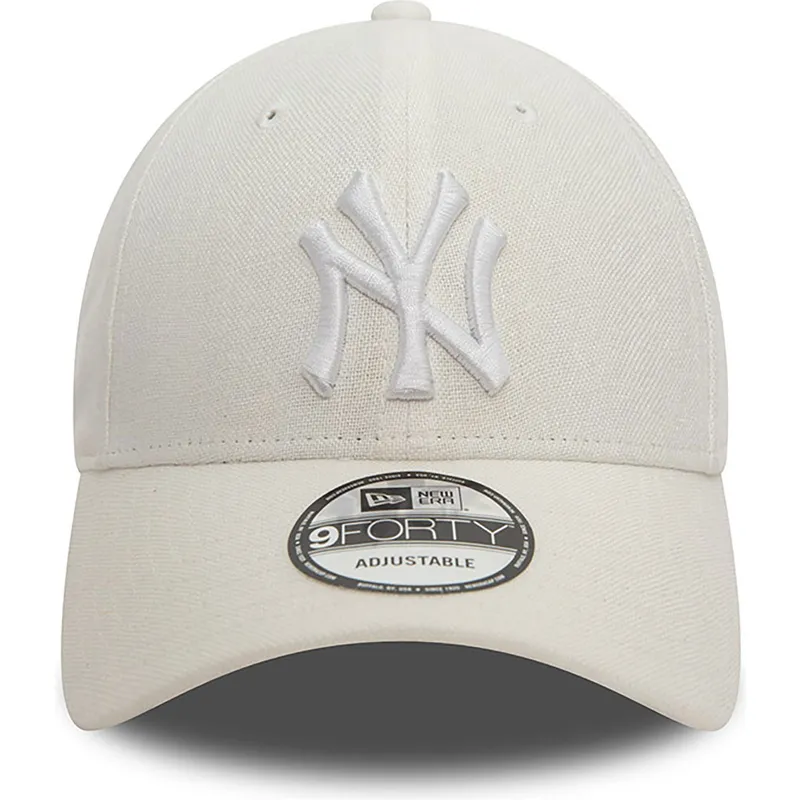 cappelli-curva-bianco-cinghia-regolabile-9forty-linen-dei-new-york-yankees-mlb-di-new-era