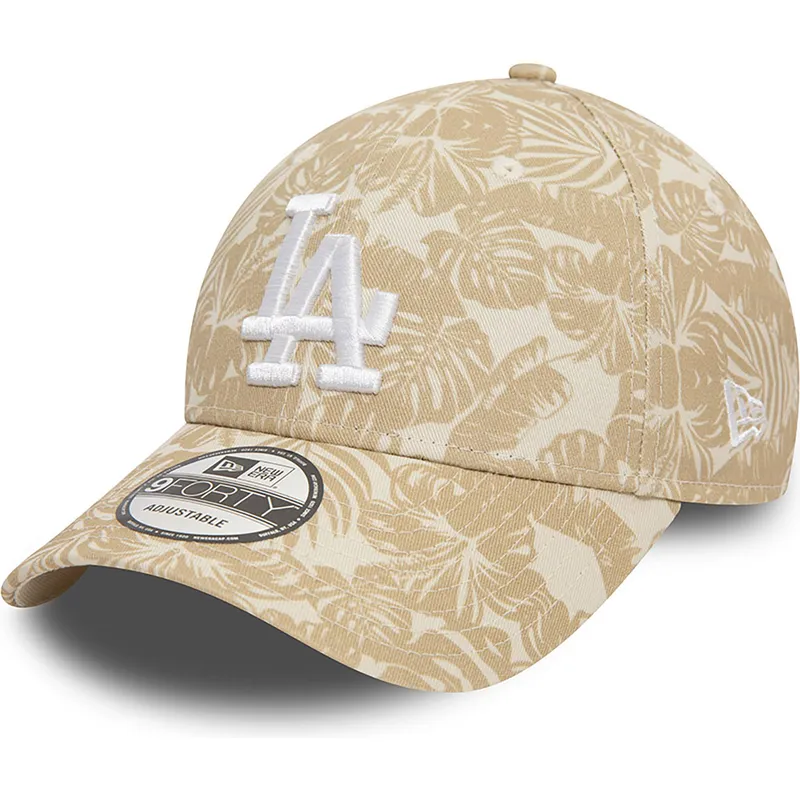 cappellino-visiera-curva-marrone-regolabile-9forty-summer-all-over-print-dei-los-angeles-dodgers-mlb-di-new-era