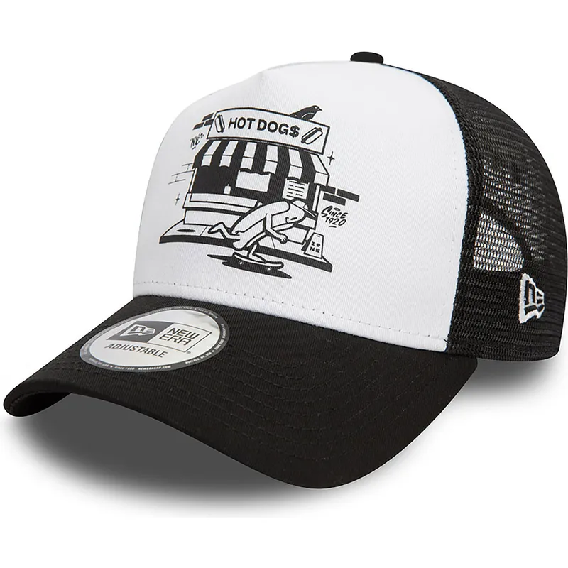 cappelli-curva-nero-snapback-a-frame-graphic-dei-hot-dog-new-york-di-new-era