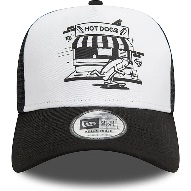 cappelli-curva-nero-snapback-a-frame-graphic-dei-hot-dog-new-york-di-new-era