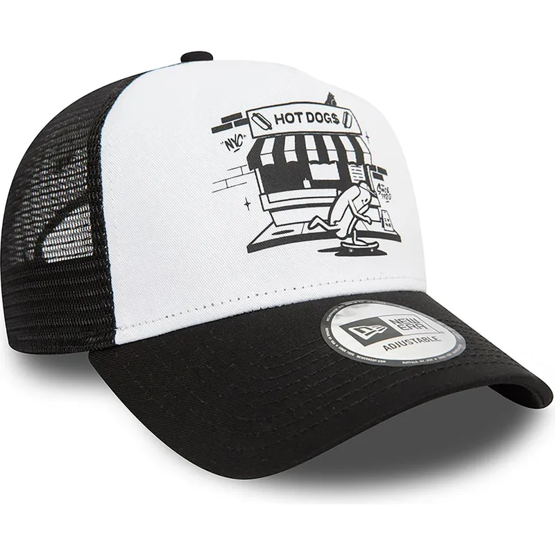 cappelli-curva-nero-snapback-a-frame-graphic-dei-hot-dog-new-york-di-new-era