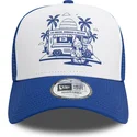 cappellino-trucker-bianco-e-blu-a-frame-graphic-di-ice-cream-los-angeles-di-new-era