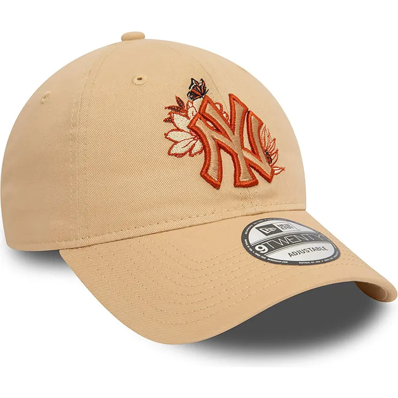 cappellino-curvo-marrone-regolabile-9twenty-floral-dei-new-york-yankees-mlb-di-new-era