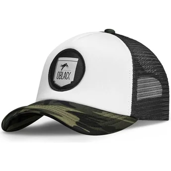 Cappellino trucker bianco, nero e camouflage Classic di Oblack