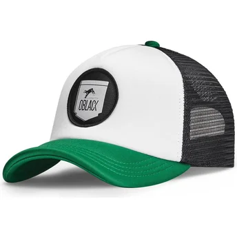 Cappellino trucker bianco, nero e verde Classic di Oblack