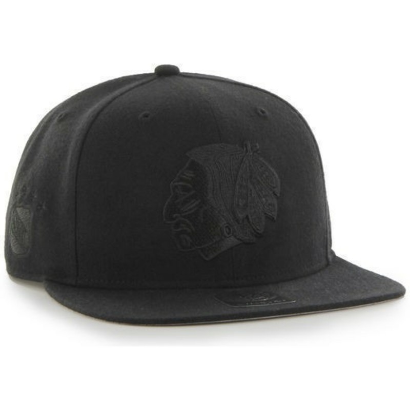 cappellino-visiera-piatta-nero-snapback-con-logo-nero-di-chicago-blackhawks-nhl-sure-shot-di-47-brand