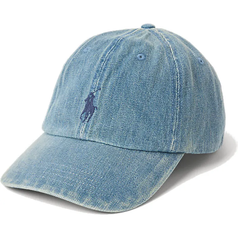 Cappello curvo blu regolabile con logo blu Classic Sport Denim di