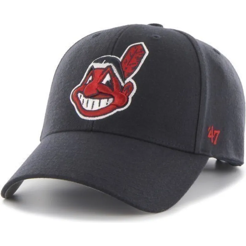 cappelli-curva-blu-marino-cinghia-regolabile-dei-cleveland-indians-mlb-di-47-brand