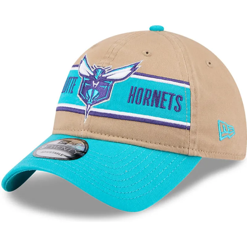 cappellino-curvo-marrone-e-blu-regolabile-9twenty-draft-2024-di-charlotte-hornets-nba-di-new-era