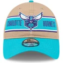 cappellino-curvo-marrone-e-blu-regolabile-9twenty-draft-2024-di-charlotte-hornets-nba-di-new-era