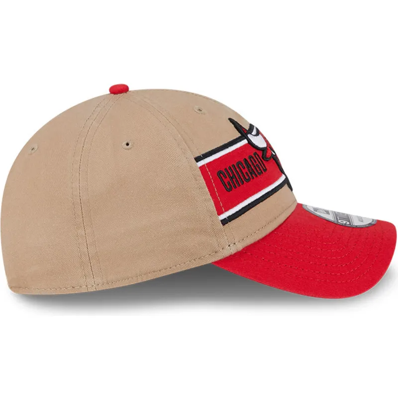 cappellino-curvo-marrone-e-rosso-regolabile-9twenty-draft-2024-di-chicago-bulls-nba-di-new-era